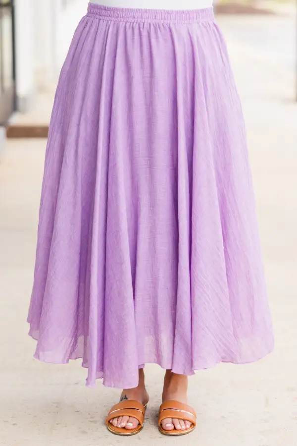 Flirty and Flowy Midi Skirt, Lavender