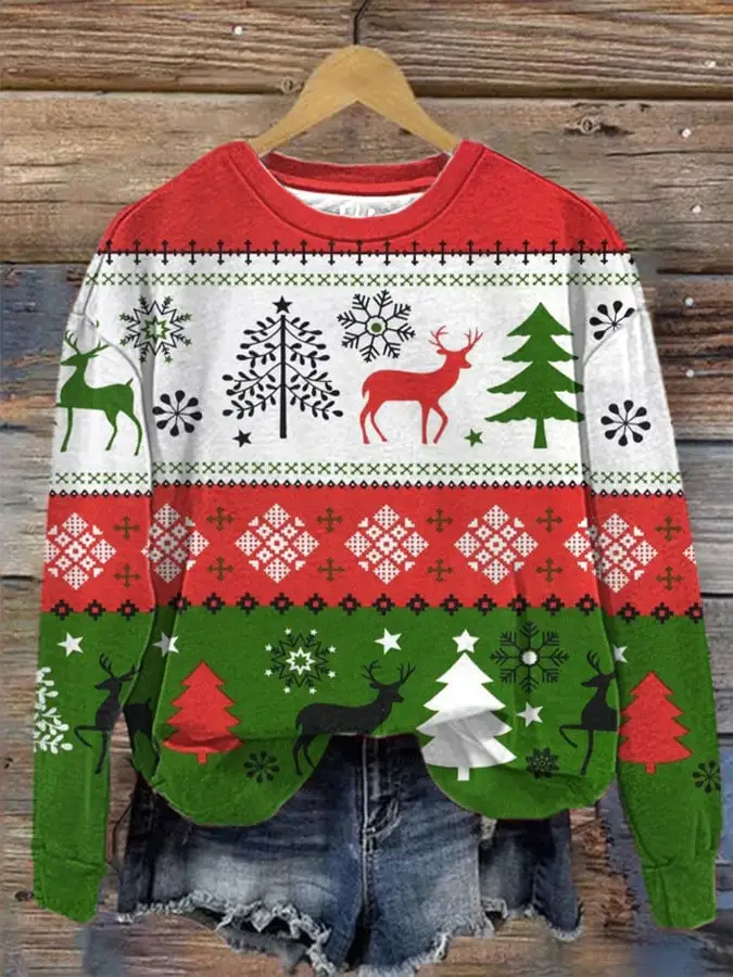 Women's Christmas Holiday Patterned Sweatshirt