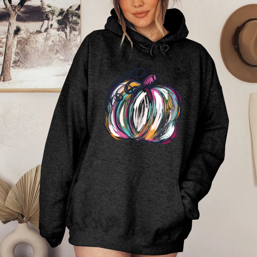 Women's Casual Pumpkin Print Hoodie