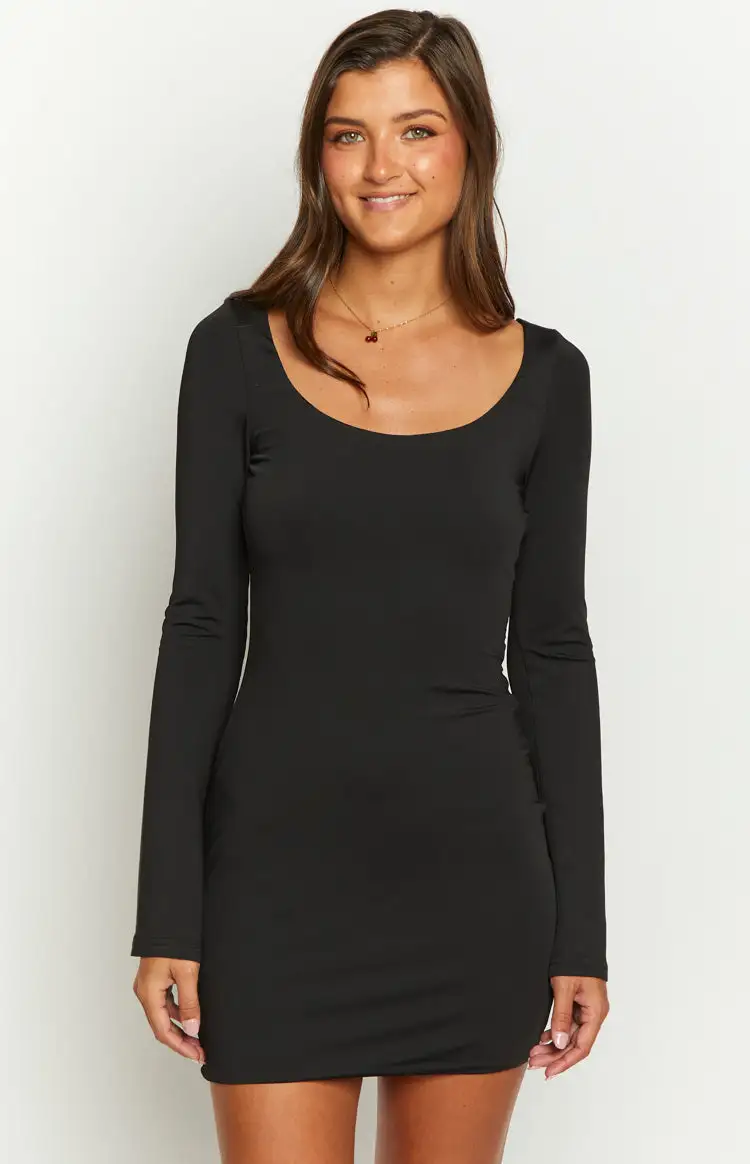 Tory Black Long Sleeve Mini Dress