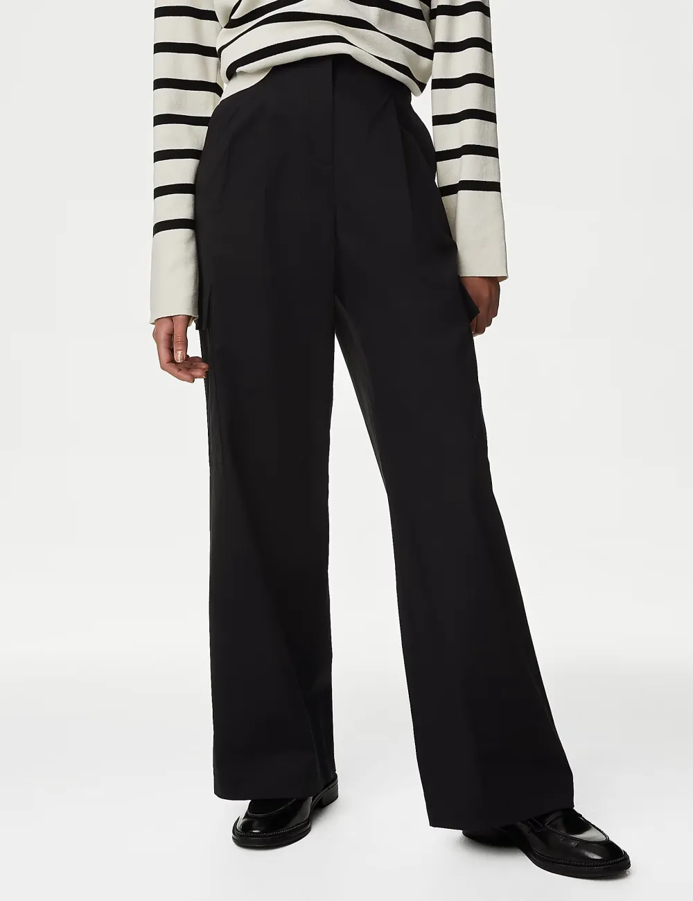 Cotton Rich Cargo High Waisted Trousers