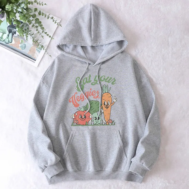 GET YOUR VEGGIES PATTERN PRINTED HOODIE