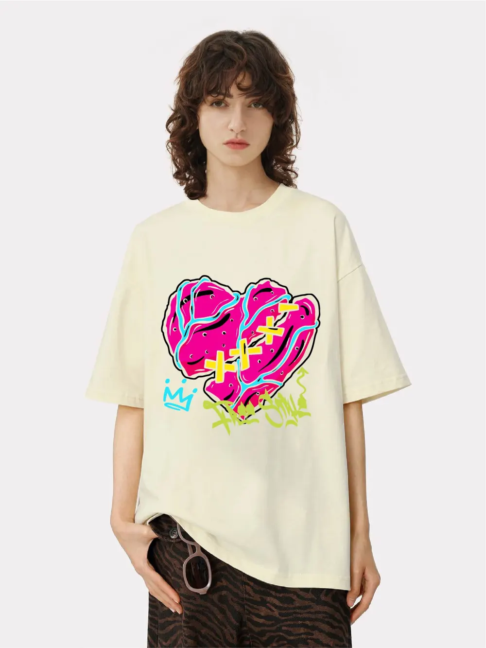 Women's Art Heart Printed T-shirt