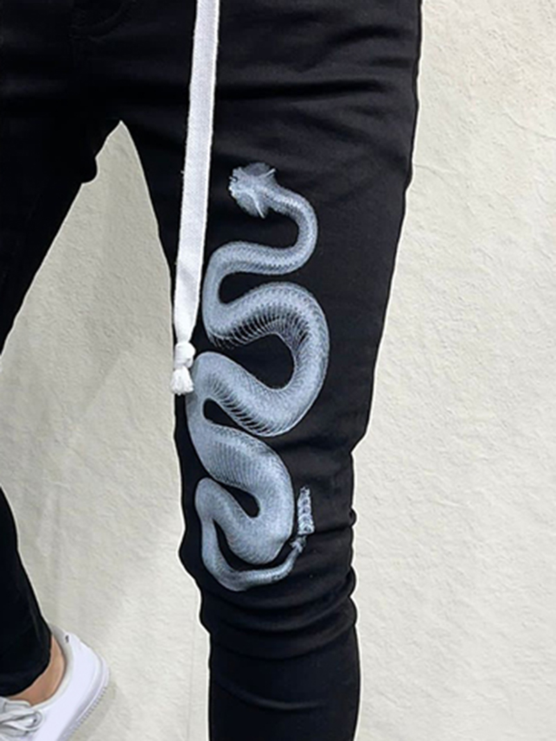 Men's snake patterned skinny jeans