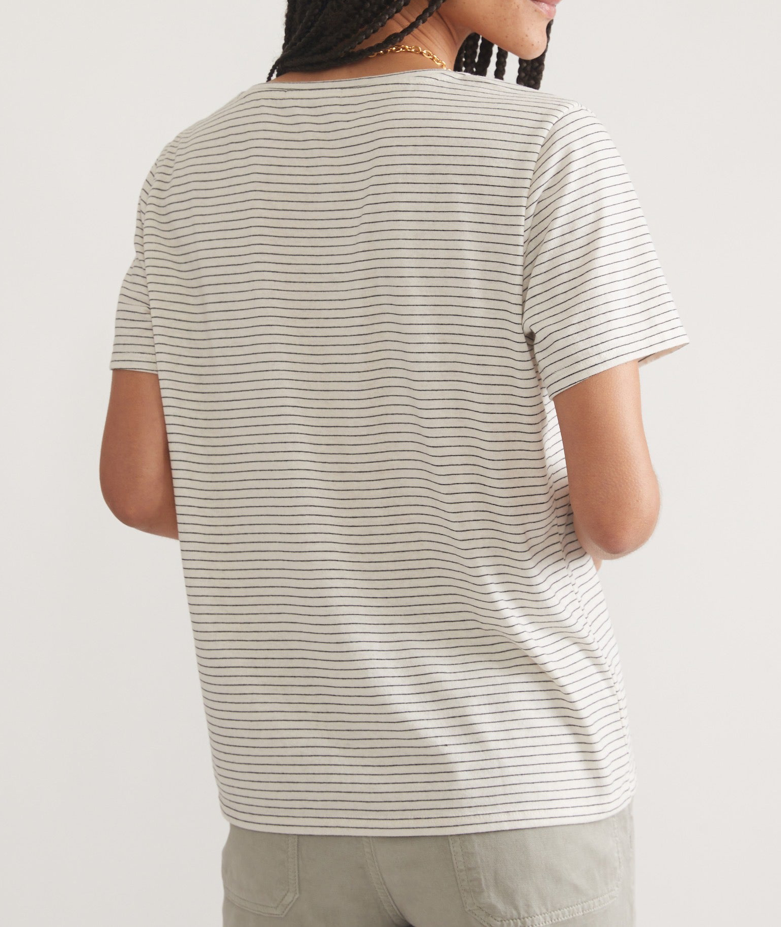 Black Stripe V Neck Tee