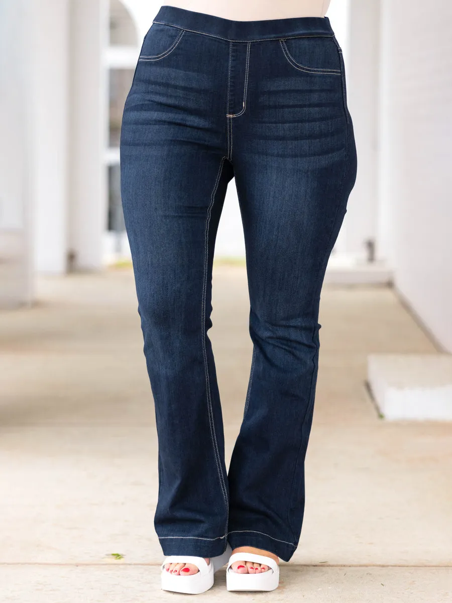 Dark blue micro flared jeans