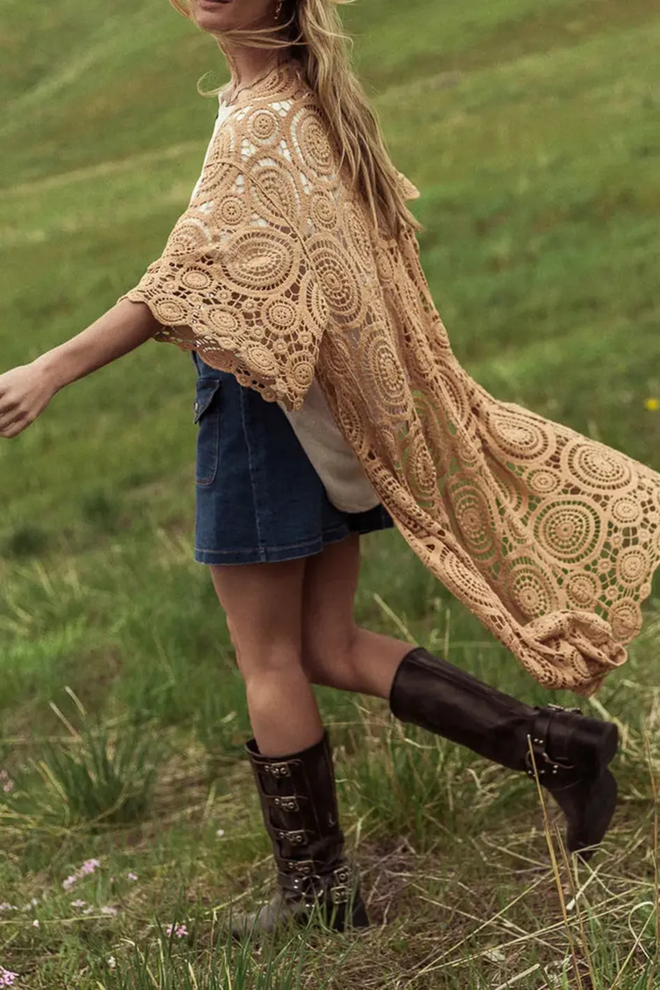 RINA CROCHETED KIMONO IN IVORY