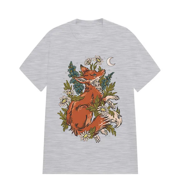 PRETTY FOX PATTERN PRINTED TEE