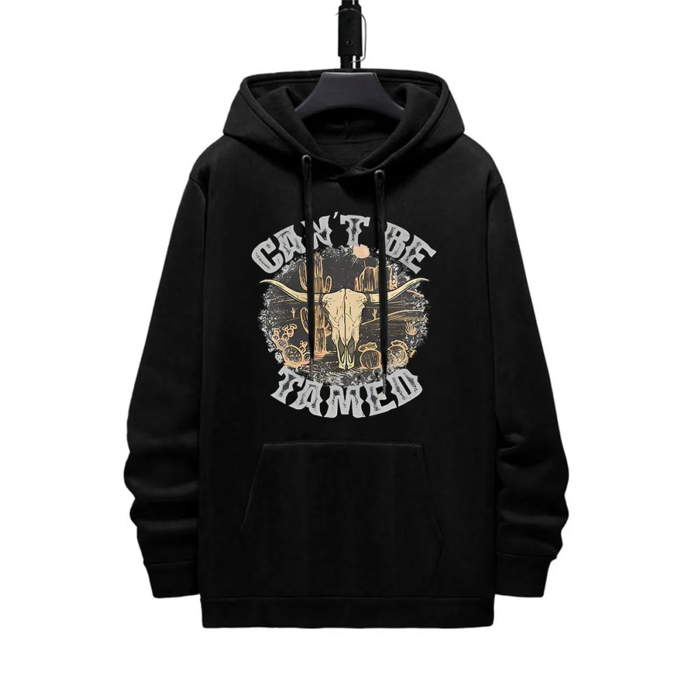 CANT BE TAMED PATTERN PRINTED HOODIE