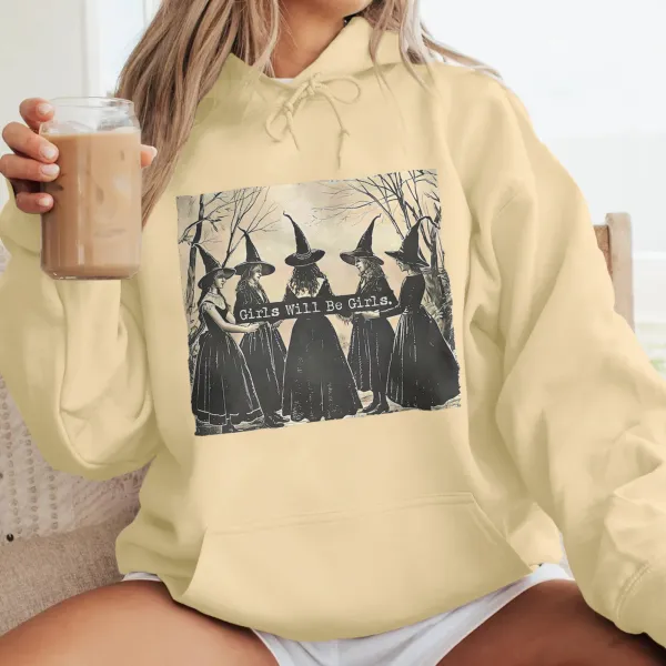 Women's Casual Witch Print Hoodie