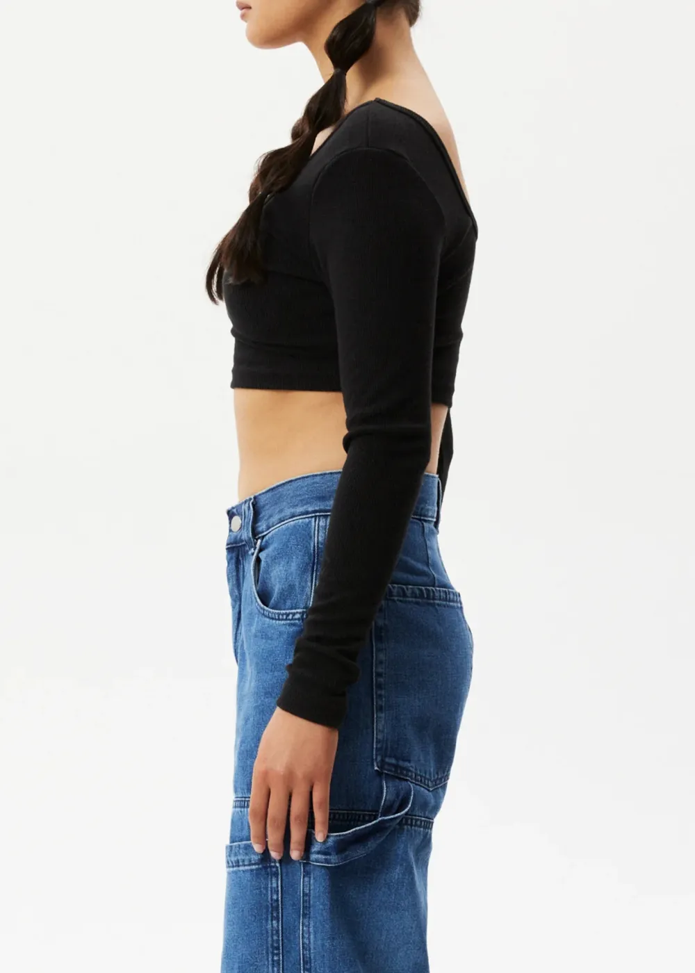 MILLA - HEMP RIBBED LONG SLEEVE CROPPED TOP