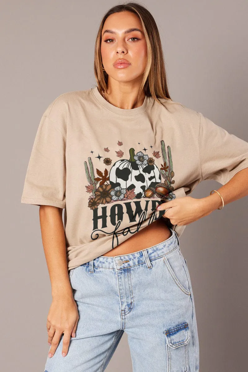 Women's Pumpkin English Halloween Printed T-shirt