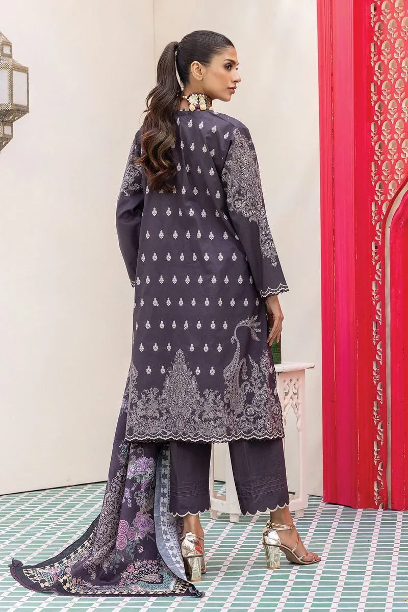 3 Piece Kurta Embroidered | Dupatta& Bottom & Tops | Color Dark Purple