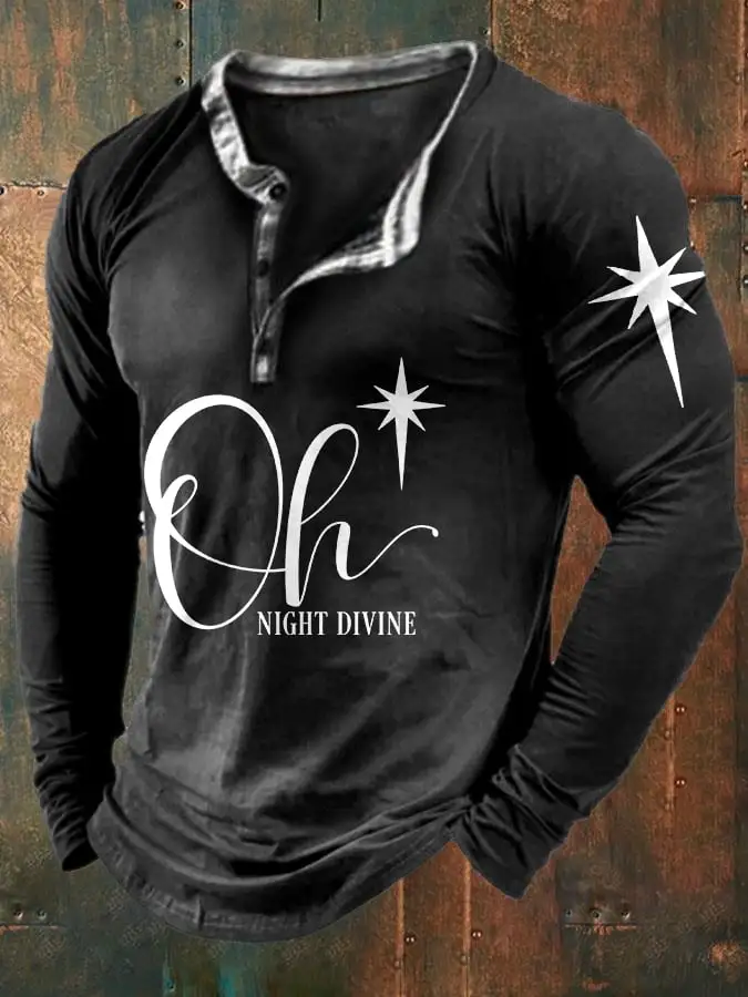 Men's  Oh Night Divine Print Long-Sleeve T-Shirt