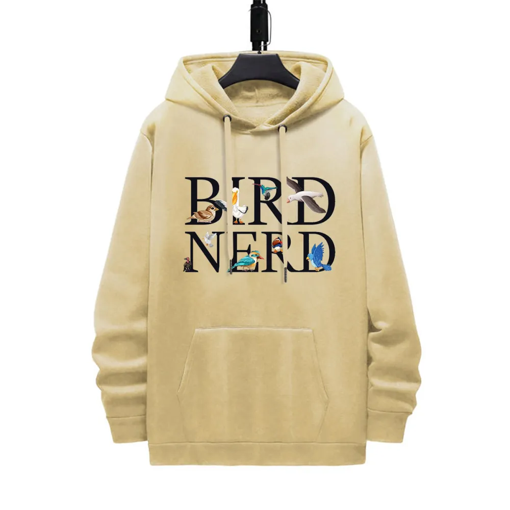 BIRD NERD PATTERN PRINTED HOODIE