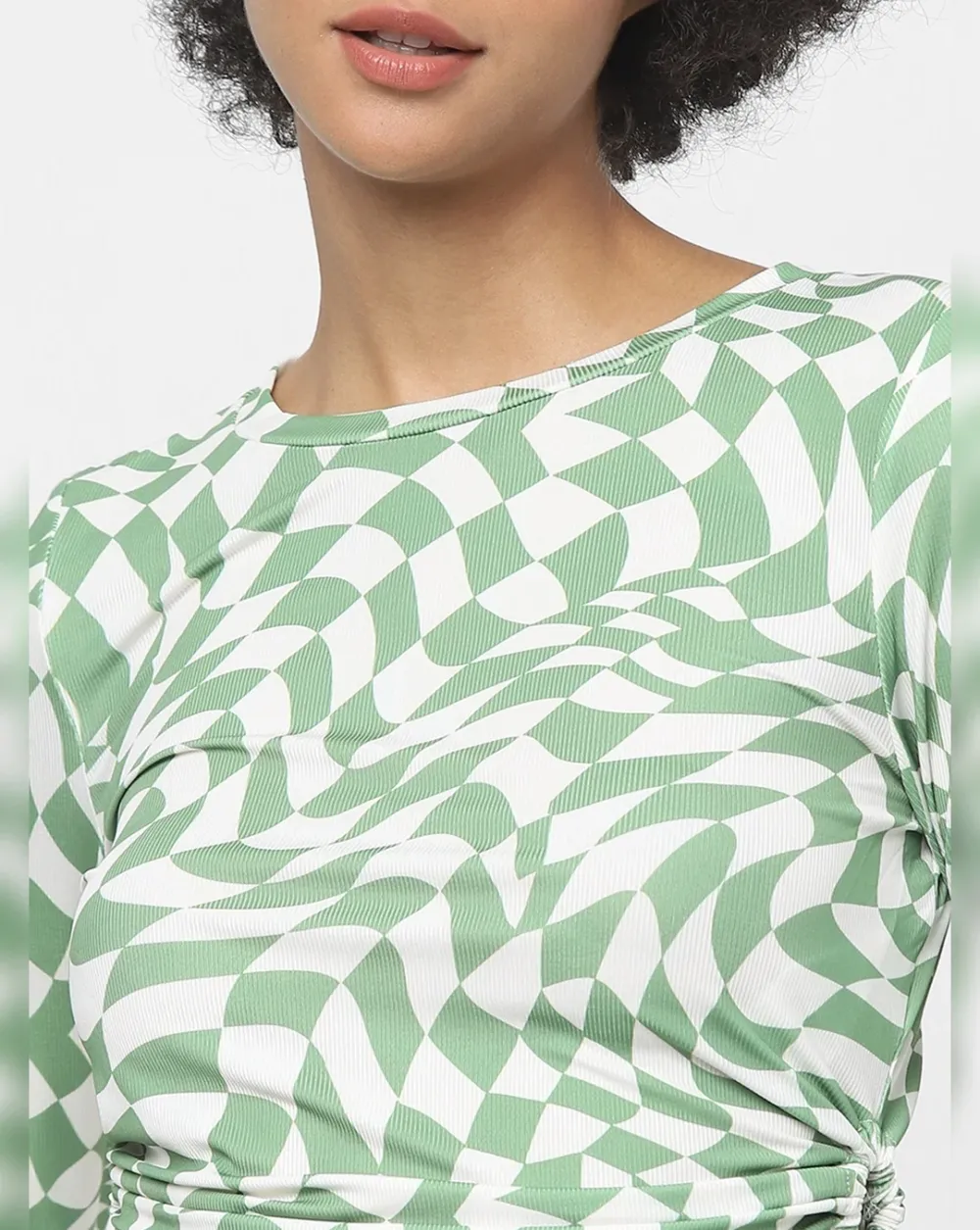 Green Abstract Print Crop Top