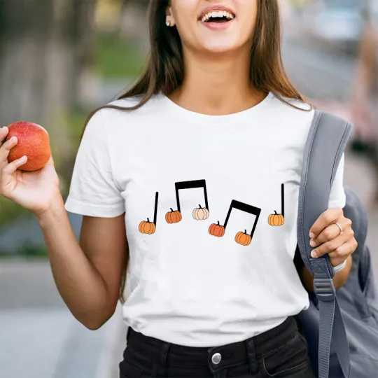 Musical Notation Halloween Pumpkin Teacher T-Shirt