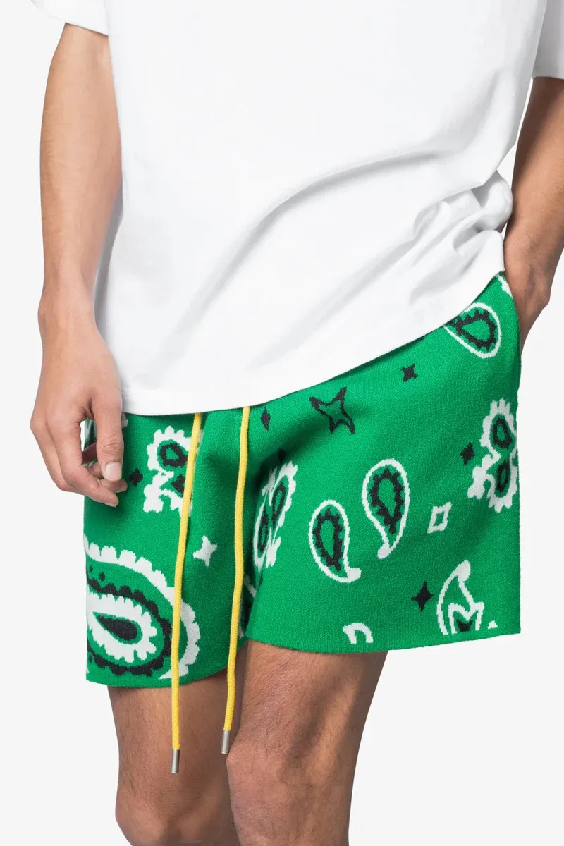 PAISLEY KNIT SHORTS GREEN