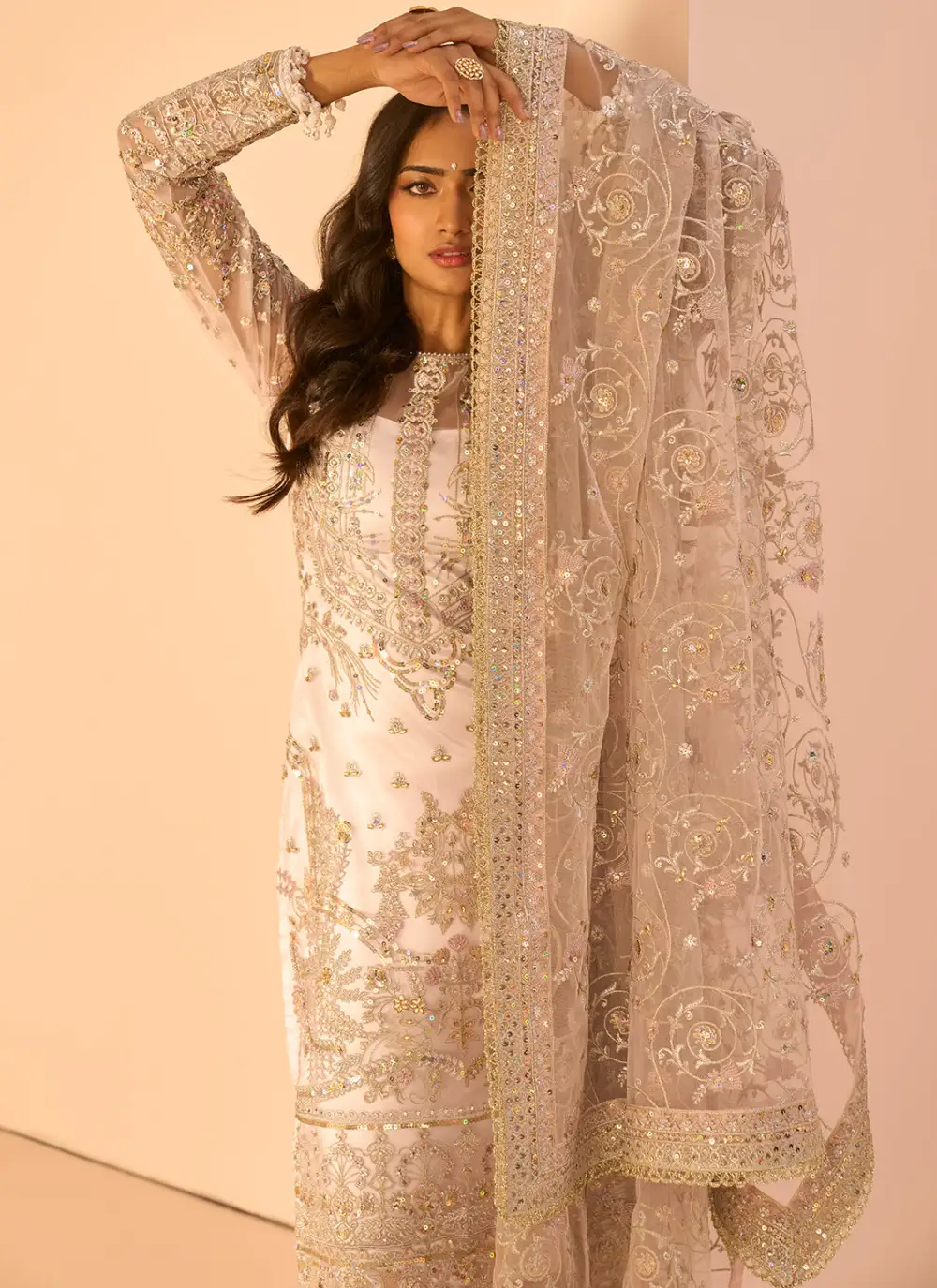 Soft Blush Embroidered Straight Suit