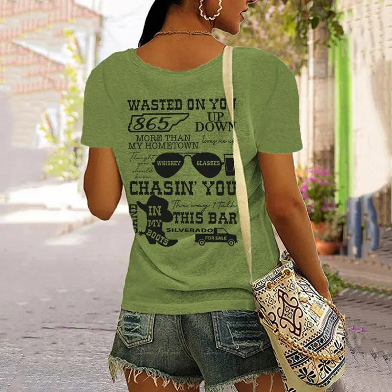 Wallen Wasted On You Shirt Country Music Print Casual T-Shirt