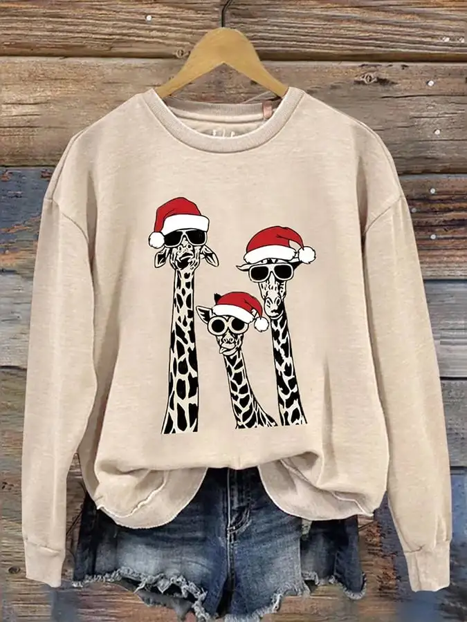 Women's Christmas Printed Crew Neck Sweatshirt