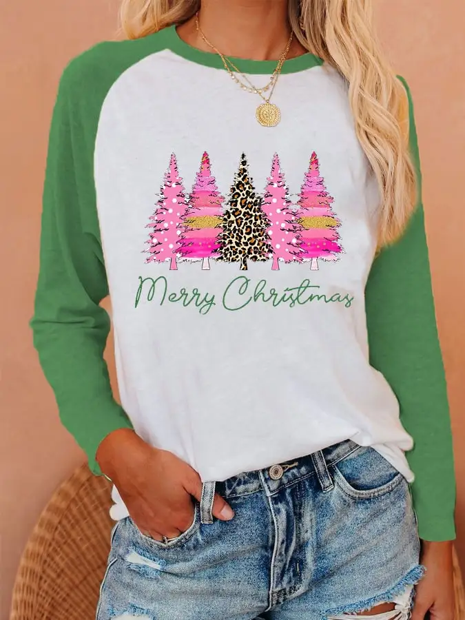 Women's Merry   Print Casual Long-Sleeve T-Shirt