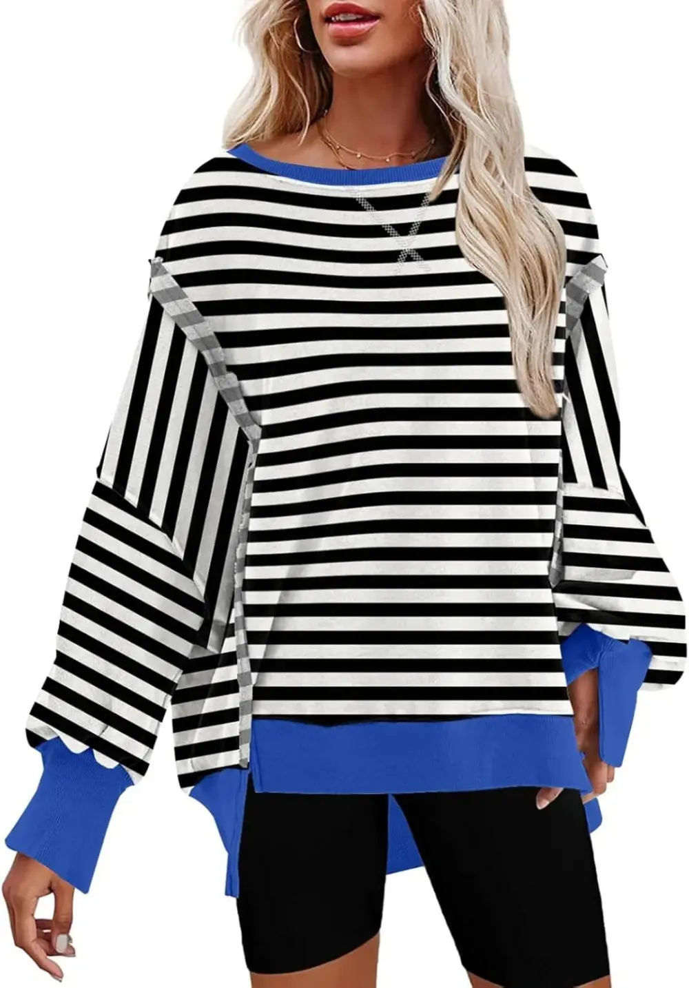 Oversized Reverse Seam Sweatshirt Long Sleeve Crewneck Pullover