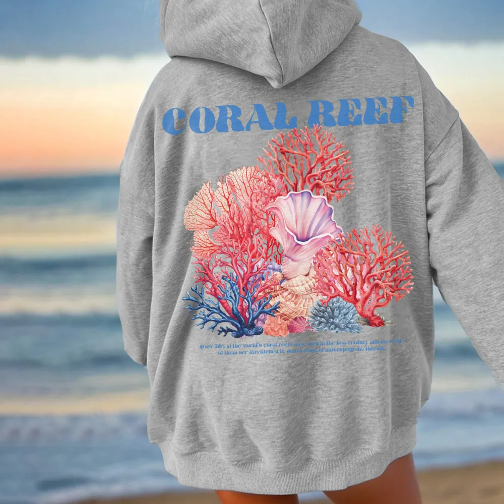 Pink coral Women's fashionable hoodie