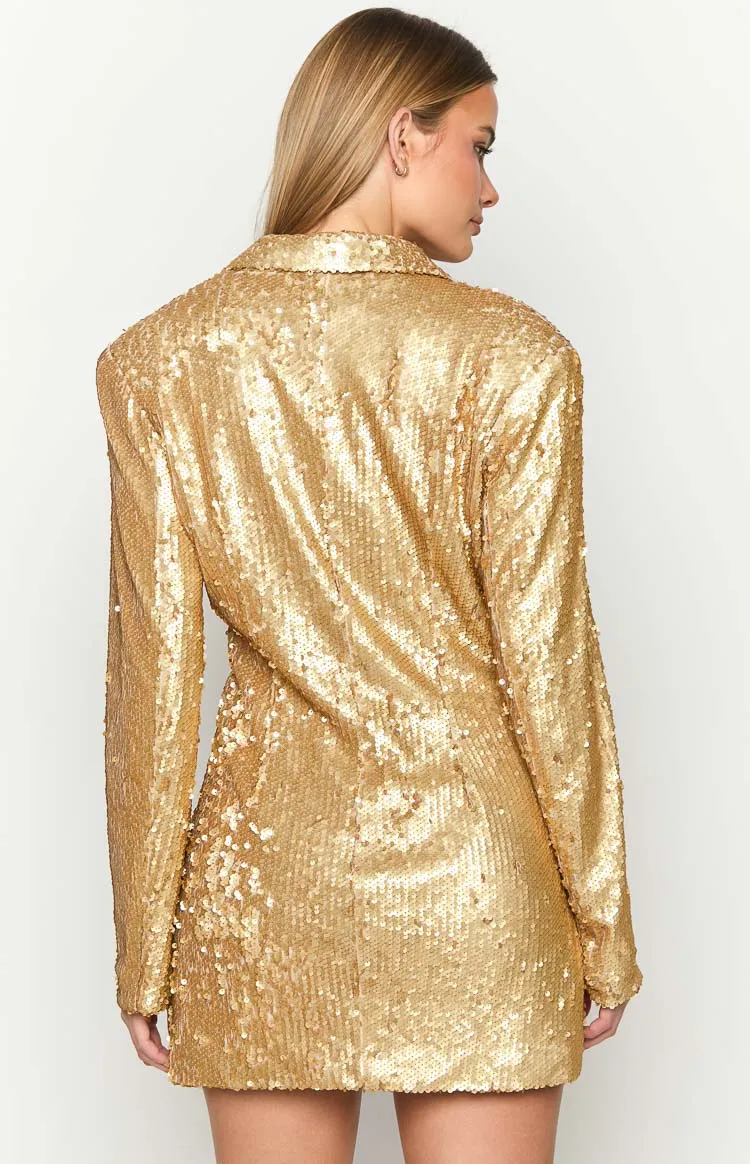 Natalie Gold Sequin Blazer Mini Dress