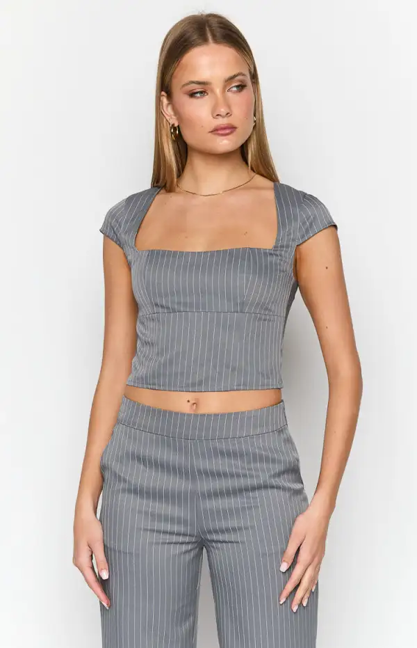 Louis Grey Striped Top