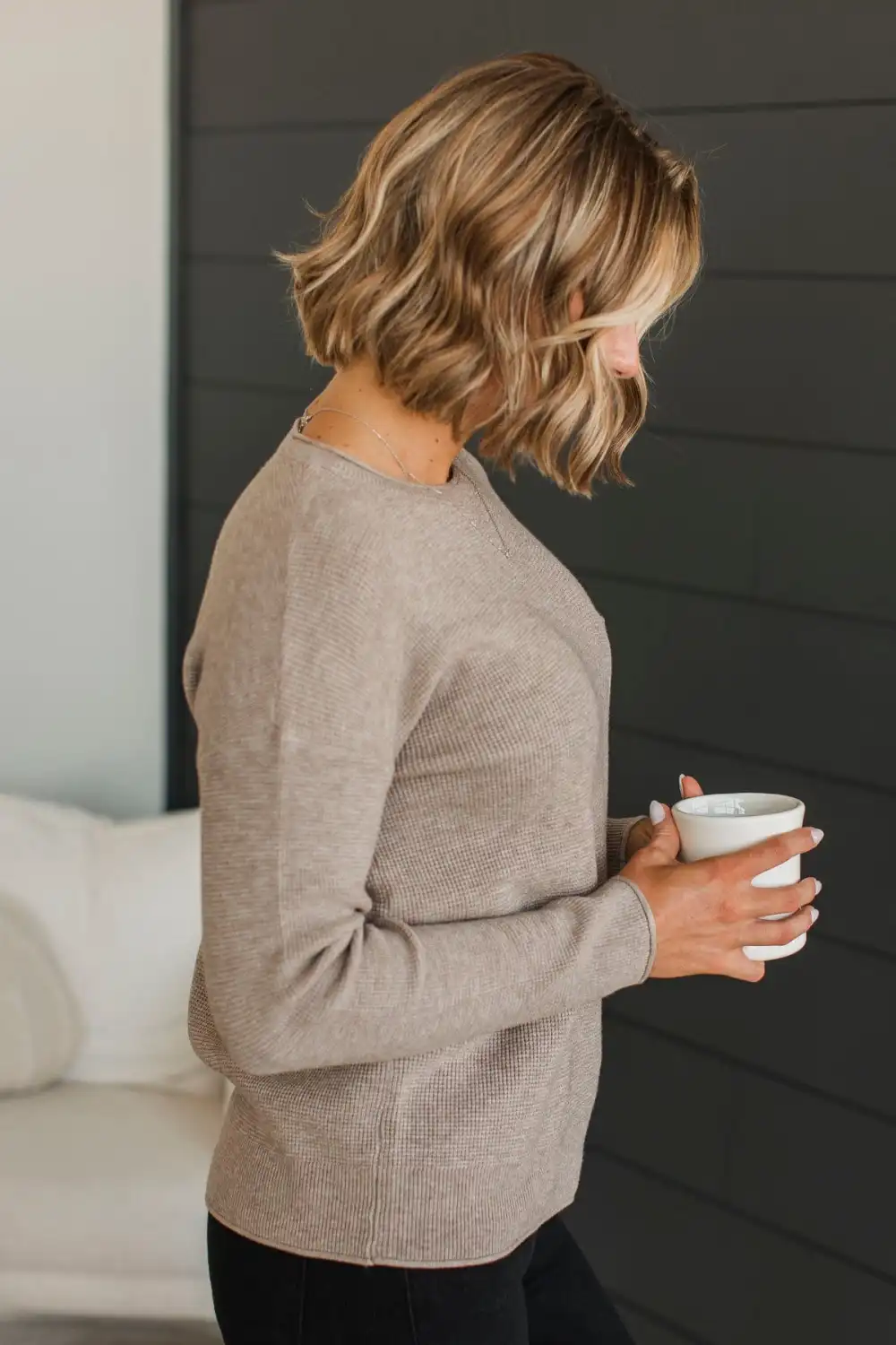 Lost In Your Smile Knit Sweater- Light Mocha