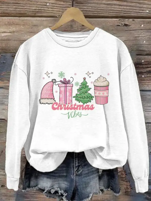 Women's Christmas Vibes Print Sweatshirt