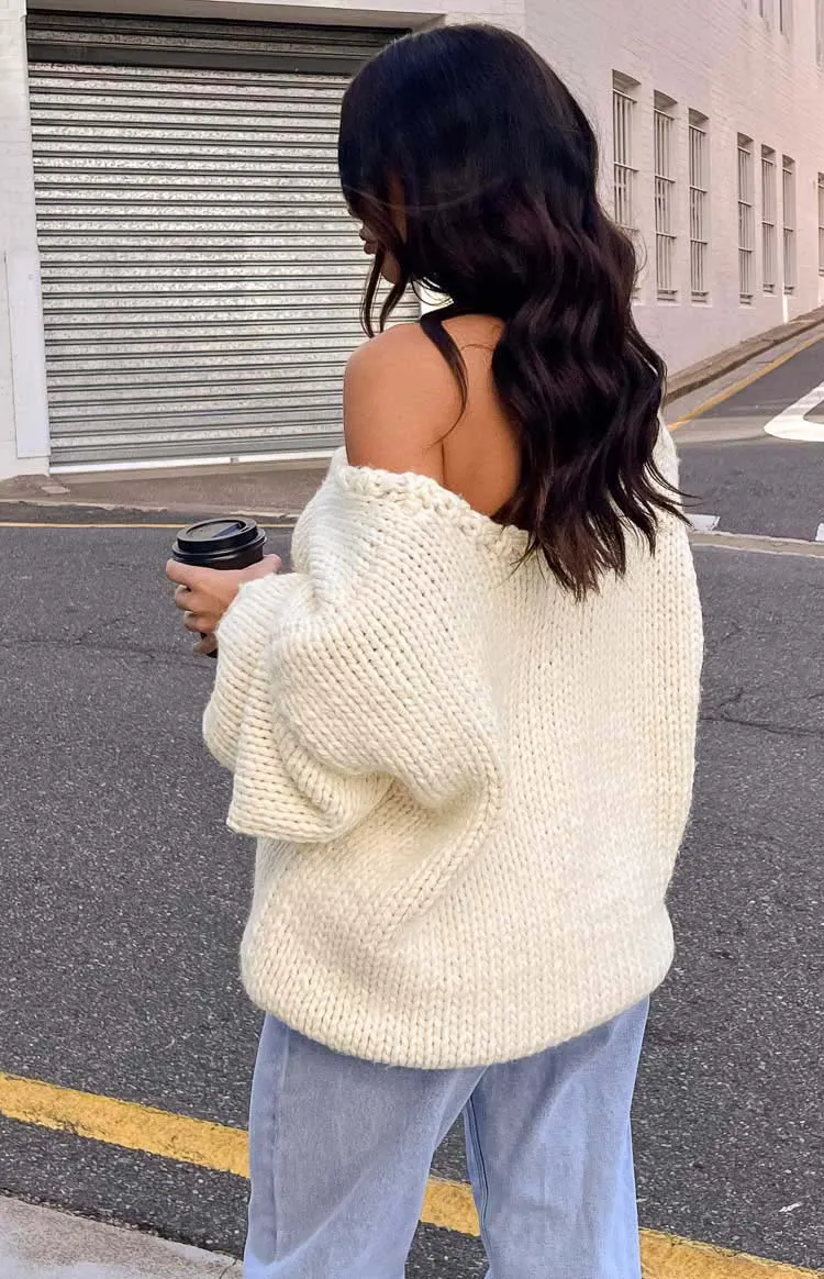 Delvey Cream Chunky Knit Sweater