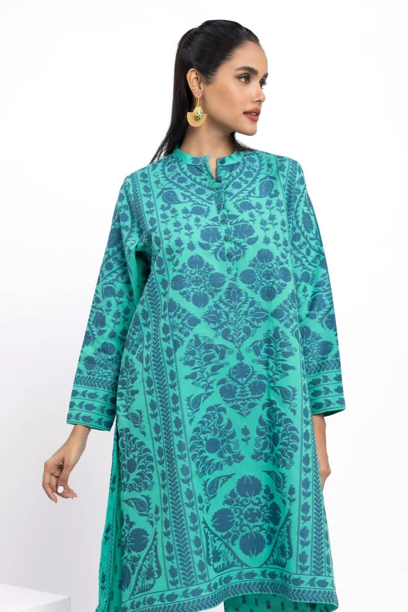 3 Piece Kurta Embroidered | Dupatta& Bottom & Tops | Color dark green