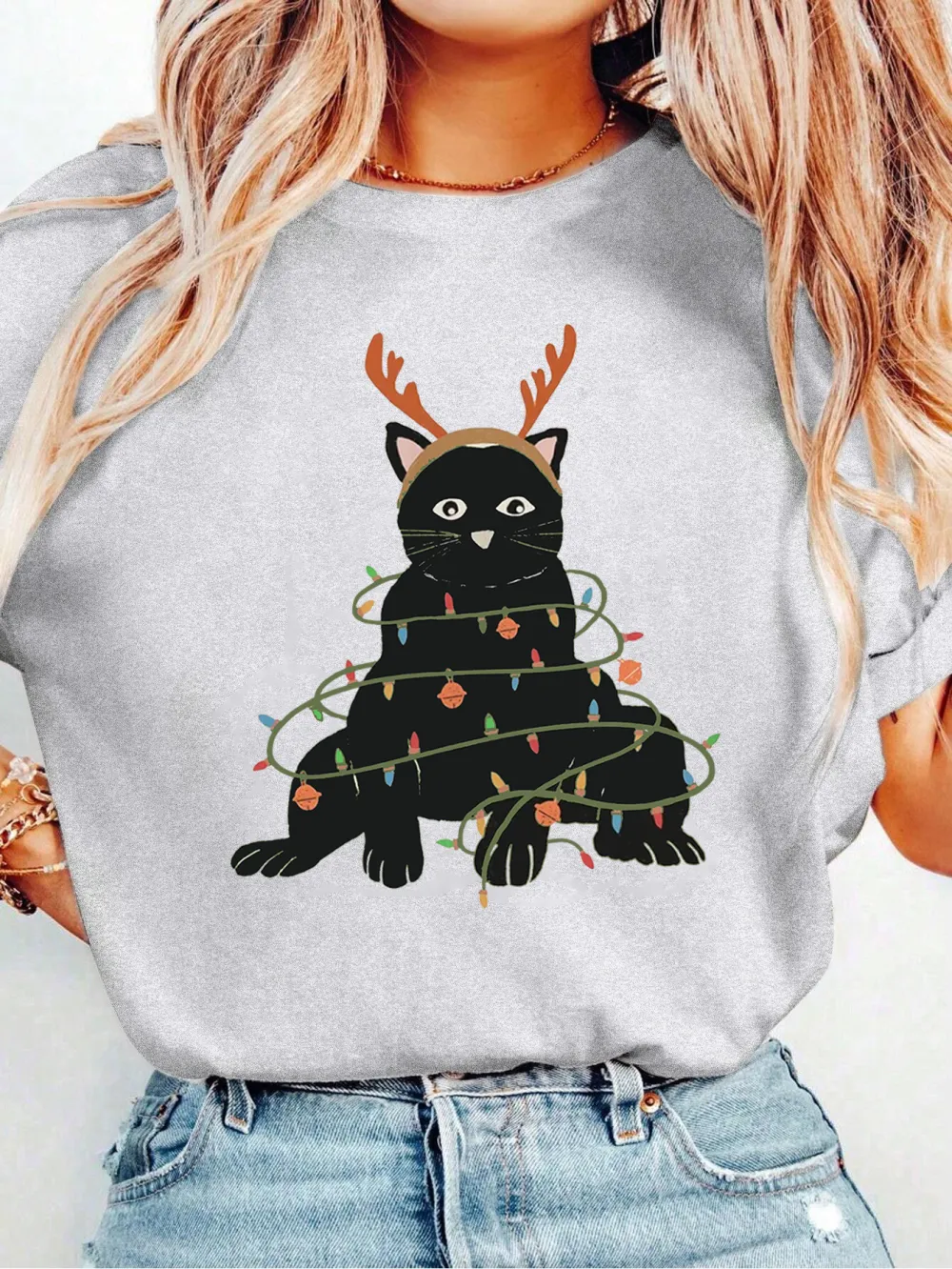 Kitty Santa Lady T-shirt