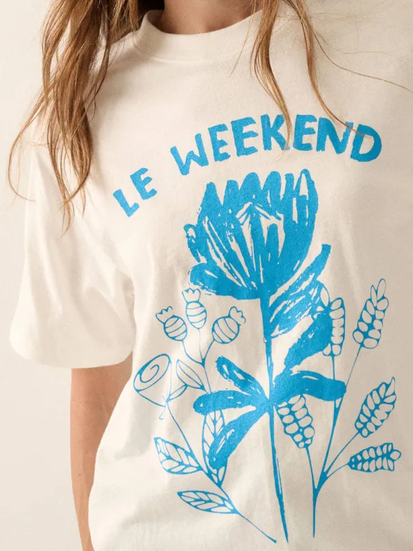 Garment Washed Le Weekend Graphic T-shirt