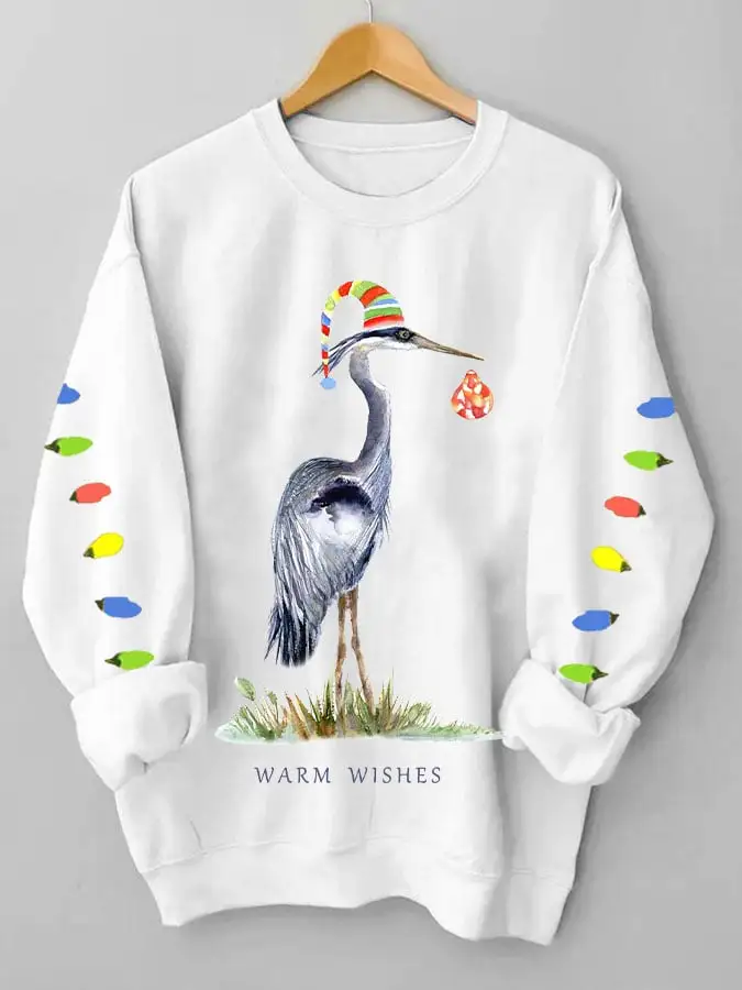 Women's great blue heron Christmas sweatshirt