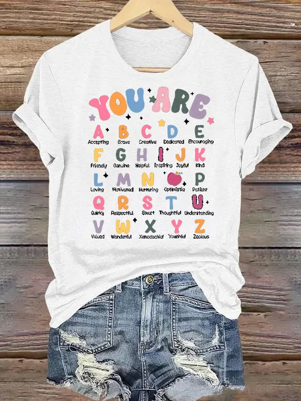 Teacher Affirmation Alphabet Positivity Back To School Comfort Tee