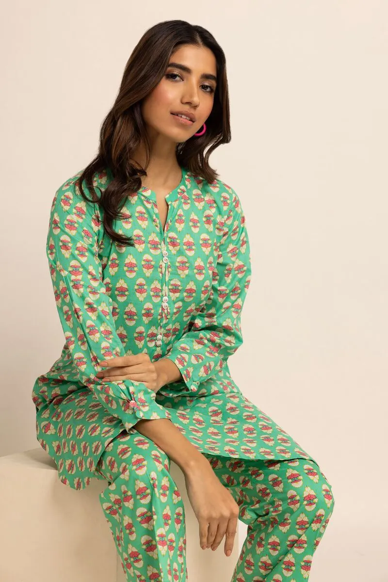 2 Piece | Kurta & Pants | Color Light Green