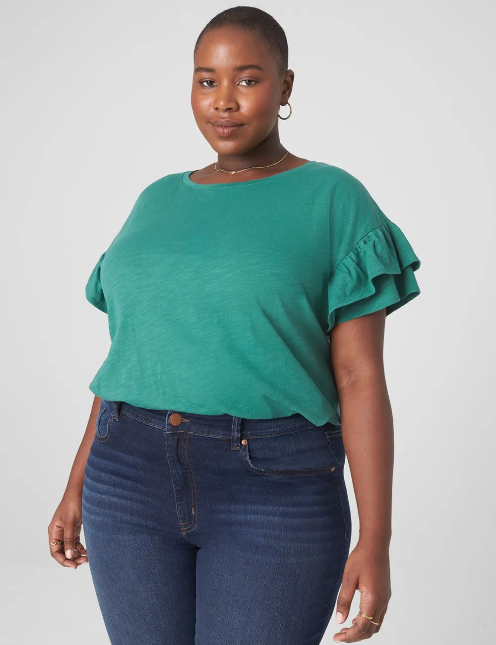 Crew-Neck Ruffle Tee