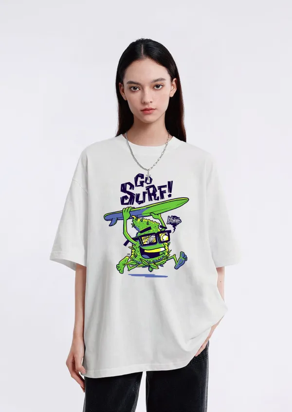 Women's Cartoon and Art Letter Printed T-shirt