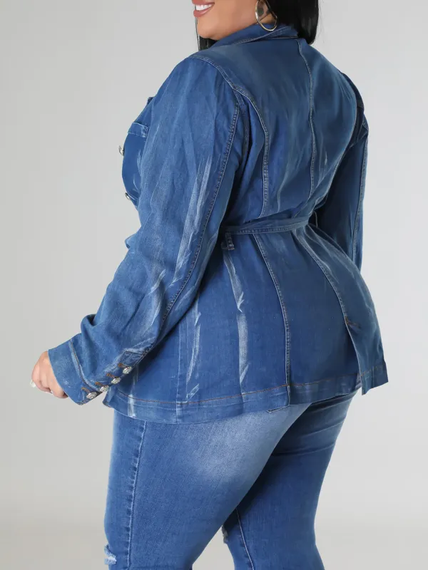 Plus-Size Fashion Denim Jacket For Women