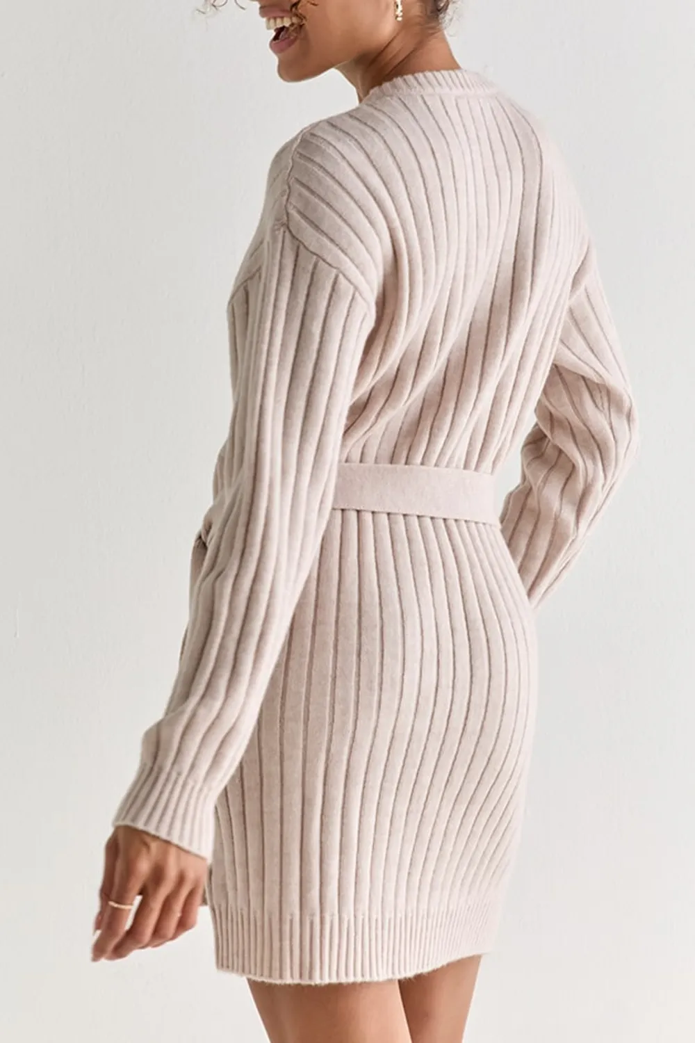 Diane Cable Knit Tie Waist Mini Dress