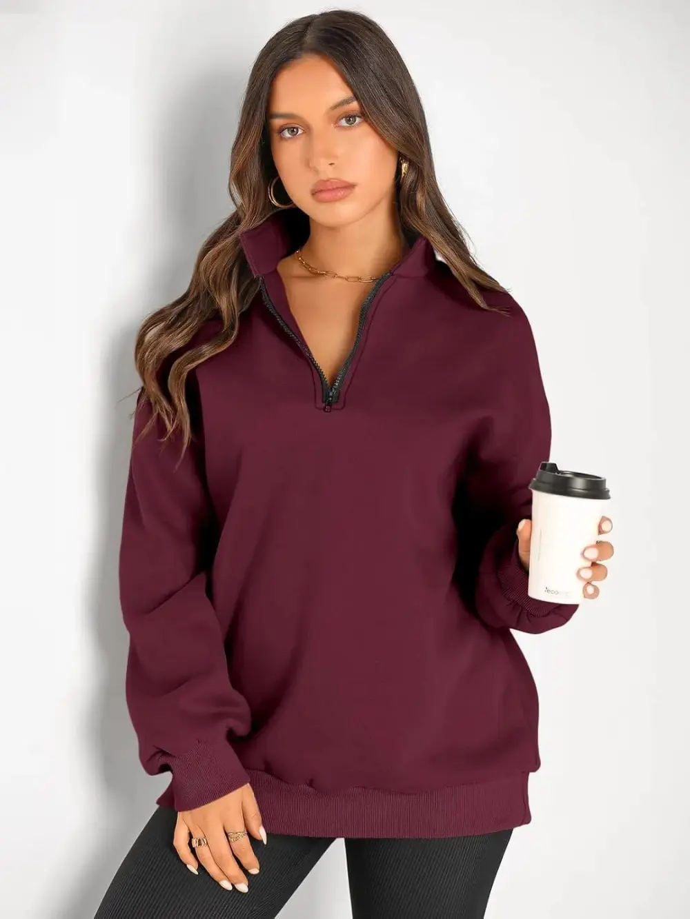 Oversized Sweatshirts Half Zip Pullover Long Sleeve