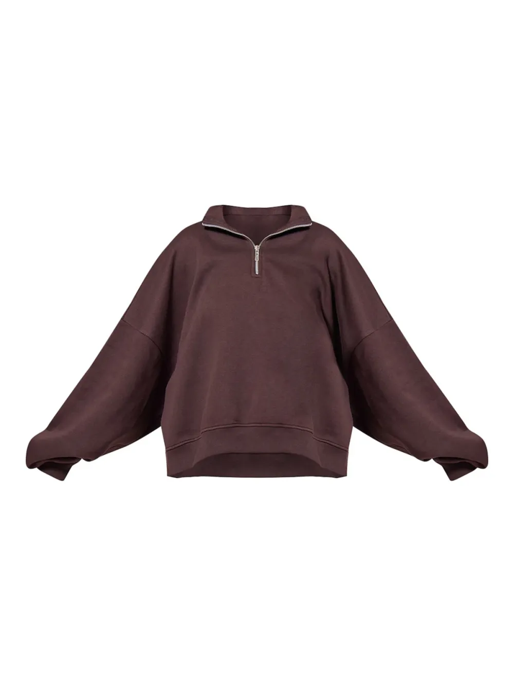 Chocolate Half Zip Embroidered Sweatshirt