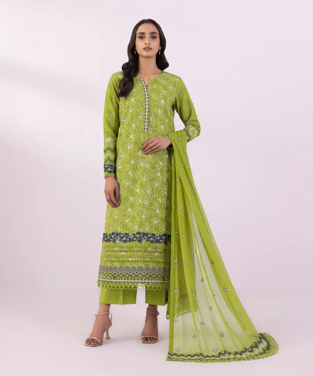 3 Piece - Embroidered Jacquard Suit