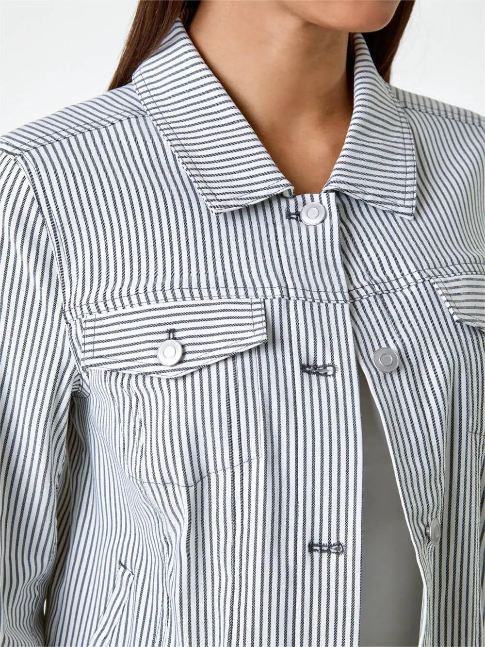 Black Stripe Stretch Pocket Detail Jacket