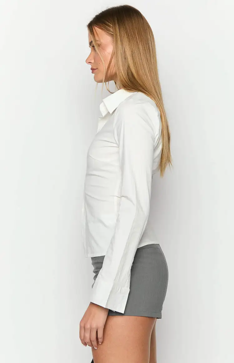 Helen White Fitted Long Sleeve Shirt