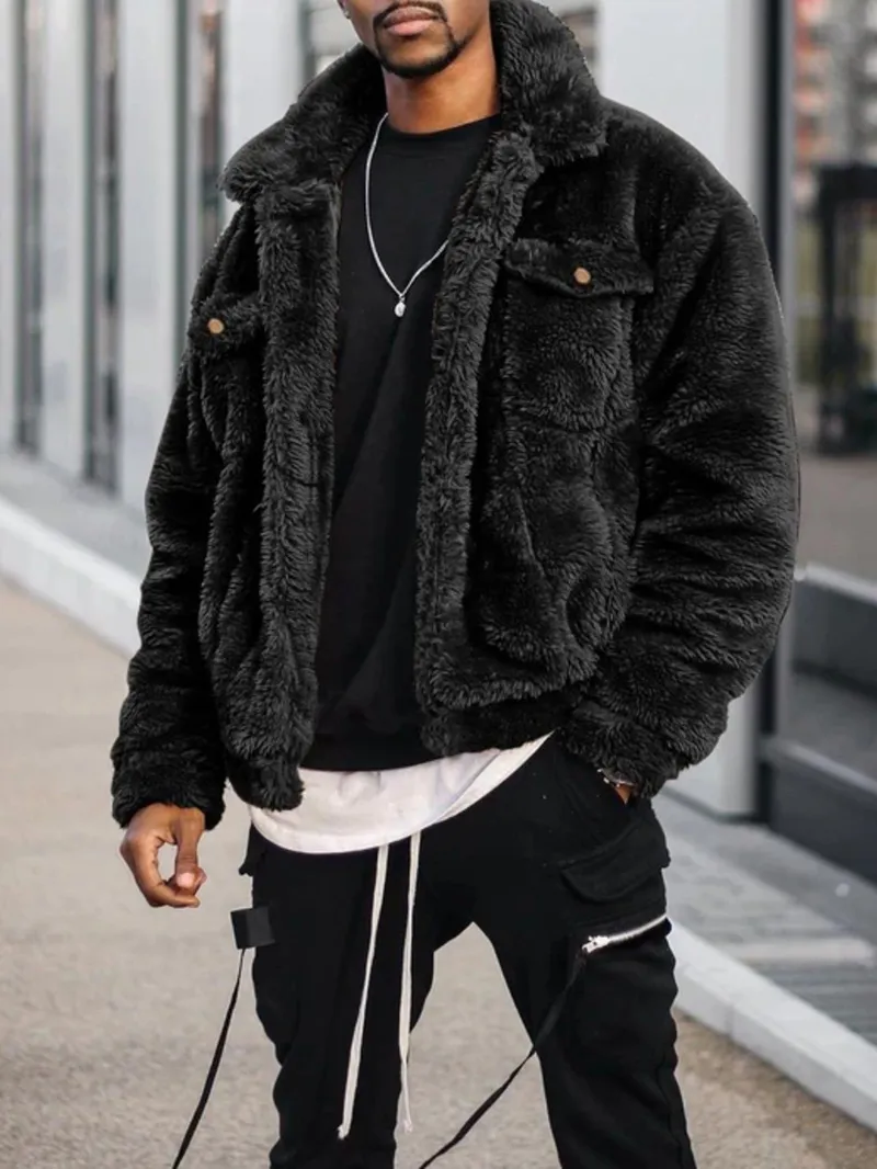 Men's Casual Oversized Plush Coat Jacket