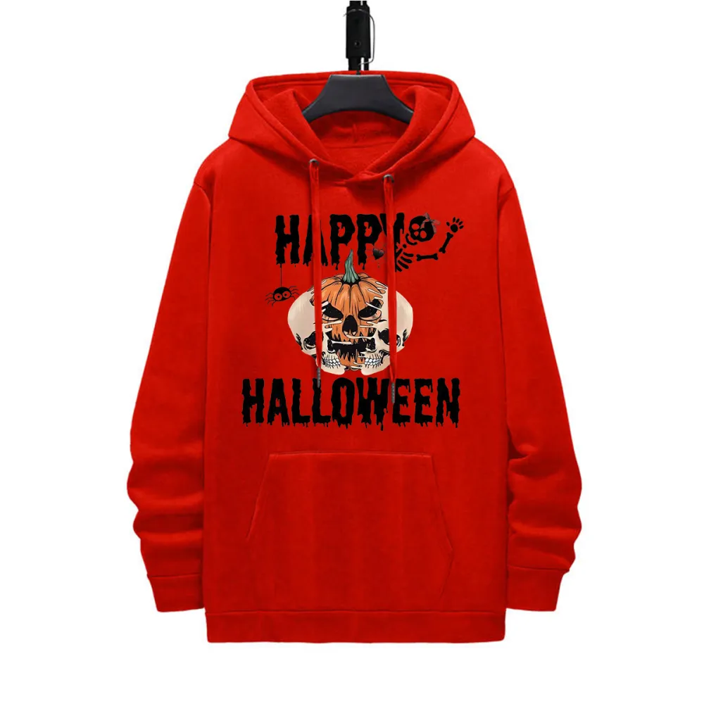 HAPPY HALLOWEEN PATTERN PRINTED HOODIE